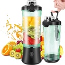 20oz Portable Blender, USB Rechargeable Personal Size Blenders with 6 Blades for Shakes & Smoothies, Mini Juicer Mixer with Travel Lid, Mini Blender for Travel Sports Outgoing Kitchen - Black