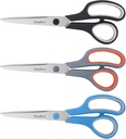 Scissors, Dushco 8.5 Inch Multipurpose Scissors Bulk Set of 3 Pack, Ultra Sharp 2.5mm Thick Scissor for Office Home School Sewing Fabric Craft Supplies, Soft Comfort-Grip Right/Left Hand