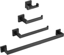 Lava Odoro 4-Piece Bathroom Hardware Accessories Set Matte Black, Towel Bar Set Stainless Steel Wall Mount Towel Holder Set Bathroom Accessories Kit