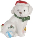 Spode Christmas Tree Dog Treat Canister, 10” Cookie Jar, Candy Bowl with Lid, Festive Xmas Holiday Storage Décor, Figural Puppy Shaped Gift