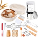Bread Sourdough Banneton Starter Kit: GEEKHOM 12-Piece Proofing Set with 2 Rattan Baskets (9 inches Round/10 inches Oval), 650ml Jar – Great for Novices