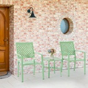 3 Pieces Outdoor Patio Bistro Set, Mental Bistro Table and Chairs Outdoor Furniture Set with Square Table for Patio Porch Balcony Yard Garden (Green)