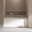 60 in x30 in Acrylic Drop-In Bathtub, Glossy White Recessed Soaking Tub with Single Apron, Left Drain and Integral Flange, Built-In Bath for Standard Bathroom Installations, Modern Rectangular Design