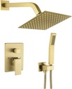 Bathtub Shower Faucet set with 10 Inch Shower Head and Handheld Shower System (Shower Head & Handheld, Brushed Gold)