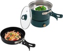 Portable Electric Hot Pot with Foldable Handles, Non-stick Frying Pan, Mini Hot Pot, Multi-Functional Noodle Cooker for Pasta, Steak with Power Adjustment
