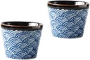 2pcs Restaurant Kitchen Ceramic Teacups Porcelain Sake Ripple Ceramics Style Ochoko Ml Service Shot Saki Cold Exquisite Liquor Delicate Pot Glass Tea Drinking Sea Glazed Small