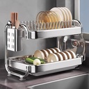 Stainless Steel Kitchen Sink Organizer with Chopstick Holder Dish Drying Rack for Kitchen Counter with Cutting Board Rack Sink Caddy for Small Apartments and Homes(49 * 27 * 35cm)
