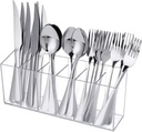 Acrylic Cutlery Storage Organizer Holder Silverware Caddy for Kitchen Countertop -Holds Fork, Knife, Spoon, Silverware - 6 Divided Sections Transparent