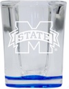R and R Imports Mississippi State Bulldogs 2 Ounce Engraved Shot Glass Square Blue Base Officially Licensed Collegiate Product 2-Pack