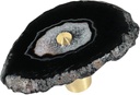 Sportmusies Pack of 4 Agate Stone Cabinet Knobs with Screws, Irregular-Shaped Agate Slices Brass Pull Handle Knobs Set for Closet Drawer Dresser Cupboard, Black
