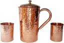 lemon set of 3 pcs copper lemon set glass 300 ml each ,1500 ml jug 2100 ml total net wt 1000gms gross wt. is 4000 gms for Drinking water Home & Kitchen