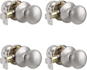 Knobonly Univeral Handing Passage Door Knobs, Brushed Nickel Keyless Unlocking Door Knob/Handleset for Hallway Closet, Flat Ball Classical Shaped, 4 Pack