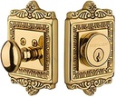 Nostalgic Warehouse 726066 Egg & Dart Plate Single Cylinder Deadbolt Egg & Dart Door Knob in Polished Brass,