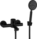 Aolemi Matte Black Wall Mount Bathtub Faucet with Handheld Sprayer Single Handle Shower Mixer Tap 6 Inch Center Bathroom Tub Faucet Stainless Steel SUS304