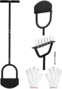 2-in-1 Grass Aerator Lawn Tool and Half Moon Lawn Tool with 12 Stainless Steel Spikes, 2 Interchangeable Heads for Soil Aeration, Dethatching, Preventing Compaction