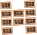 10pcs Kraft Paper Cupcake Boxes Inserts Cavity Windowed Cupcake Containers for Home Bakery and Dessert Shop for Standard and Jumbo