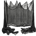 400x80 Inch Oversized Halloween Black Creepy Cloth - 33x6.5ft Spooky Fabric Cloth for Haunted House - Creepy and Spooky Halloween Decorations for Party Outdoor Or Indoor