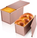 Dough Capacity Non-Stick Bakeware Carbon Steel Corrugated Bread Toast Box Bread Loaf Pan for Bakeware Bread Toast Oven Baking 2 Pcs 1/0.5 Lb