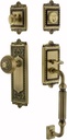 Nostalgic Warehouse 719417 Egg and Dart F Grip Entry Set & Knob, Backset - 2.375", Antique Brass