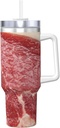 Beef Meat 40 Oz Tumbler With Handle And Straw Lid, Insulated Reusable Stainless Steel Travel Mug Iced Tea Or Coffee, Smoothie And More