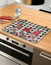 Christmas Countertop Burners Protection Mats for Kitchen, Gnome Winter Gifts Snowflake Buffalo Plaid Rubber Stove Top Cover Mat, Heat Proof Mats Cooktop Cover for Counter Dish Drying Mat, 31"x24"