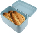 Bread Box Retro Bread Holder Metal Blue Bread Box Large Capacity Kitchen Storage Container for Kitchen Countertop Bread Bin for Baking Baked Goods Storage (Blue)