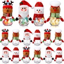 12 Pcs Christmas Candy Jars with Snowman Santa Elk Gingerbread Lid 5.91 x 3.15 Inch Plastic Clear Cookie Jar Christmas Snack Food Storage Container for Holiday Party Gift