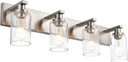 Modern Glass Bathroom Wall Light Fixtures in Brushed Nickel, Vanity Wall Mount Lighting with Seeded Glass Lampshades