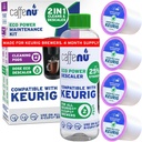 Keurig Compatible Descaling Solution and Keurig Cleaner Pods. Removes Limescale & Cleans Pod Area. Better Tasting & Hotter Coffee. 4 Uses of Descaler & Cleaner.