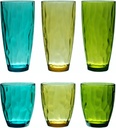 QG 14 & 23 Ounce Set of 6 Acrylic Plastic Iced Tea Cup Glass Tumbler in 3 Assorted Colors DF131141