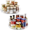 LAMU 2 Pack Lazy Susan Organizer 9.25 inch Lazy Susan Turntable for Cabinet, Rotating Spice Organization for Cabinet, Kitchen, Table Top, Countertop, Pantry Fridge Organizers and Storage, Clear