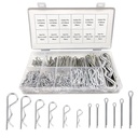 Boatsea 250Pcs Cotter Pin Assortment Kit R Clips Spring Retaining Hair Pins Assortment Kit, Including 6 Sizes 110PCS Cotter Pins and 6 Sizes 140PCS Hairpin Pins, Zinc-Plated