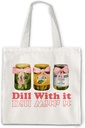 Coquette Pink Bow Pickle Tote Bag, Pickle Lover Gifts Canvas Tote Bag for Women, Funny Dill Pickles Gifts Reusable Grocery Shopping Bags