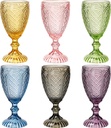 Colored Wine Glasses set of 6 glass goblets, vintage Colored glassware, drinking glasses for a baby shower, wedding, birthday ,or fancy glassware for everyday,Wedding,Birthday or Christmas Gifts
