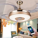 Fandian 42'' Modern Smart Ceiling Fans with Light Fandelier Bluetooth Speaker Music Player Chandelier 7 Colors Invisible Blades with Remote Control, Dimmable LED Kits Inlcuded