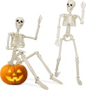 2 Pack 36'' Posable Skeletons Halloween Decorations: 3 FT Life Size Skeleton with Full Body Movable Joints Plastic for Spooky Halloween Decor Outdoor Indoor Yard Party Haunted House Graveyard Lawn