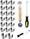 Screen Door Tool Kit - 20 Pieces Screen Installer Clips with Screen Rolling Tool and Removal Door Hook Screen Repair of Kit Mechanic Tools Set for Installing Window and Door Screens