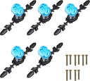 5 Pieces Skeleton Skull Head Chest Door Drawer Handles Knobs Single Hhole Crystal Cabinet Wardrobe Pull Handles (Blue)