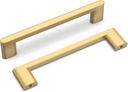 homdiy 5 Pack Matte Gold Cabinet Pulls 5 inch Hole Center Brushed Brass Kitchen Drawer Handles for Dresser Cupboard Living Room
