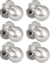 KNOBWELL Brushed Nickel Dummy Door Knob, Single Side Closet Door Knob, Individual Interior Door Knobs, Easy Installation, Satin Nickel Indoor Door Knob, 6 Pack