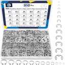 ZQZ 850Pcs C Clips Assortment Kit(M3-M14) and E Clips Assortment Kit(1.2mm-10mm), External Retaining Rings, 24 Sizes Snap Rings Assortment Kit, 304 Stainless Steel Circlip Retaining Clip