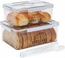 2Pack Bread Box for Kitchen Countertop,Airtight Bread Container Boxes with Toaster Tongs,Time Recording Breads Keeper with Lid,Bread Storage Container For Homemade Breads,Toast,And Cookies,Kitchen