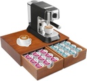 Wooden K Cup Organizer, Coffee Pod Storage Box, K Pod Drawer Coffee Maker Machine Stand, Coffee Pods and Tea Organizer Holder, 30 Pods Capacity