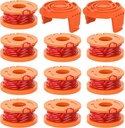 YMHB Trimmer Spool Line for Worx,12 Pack WA0010 Edger Spools Replacement for Worx, Trimmer Line Refills 0.065 inch for Worx, Suitable for Worx String Trimmers(10 Grass Trimmer Line, 2 Trimmer Cap)