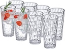 Amazing Abby - Glacier - 18-Ounce Plastic Tumblers (Set of 8), All-Clear Reusable Plastic Cups, Stackable, BPA-Free, Shatter-Proof, Dishwasher-Safe