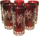 MaRika Crystal Water Glasses and Drinking Glasses 320ml - Ruby Red, Hand Decorated Elegant Glass - Set of 6 in Gift Box, Perfect for Everyday Use and Gift