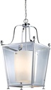 Z-Lite 178-4 Ashbury 4 Light Pendant, Metal Frame, Chrome Finish and Clear Beveled Outside Glass and Matte Opal Inside Glass Shade of Glass Material