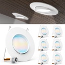 Sunco 6 Pack LED Can Lights Eyeball Retrofit Gimbal 5/6 Inch Recessed Lights, 12W=60W, 5 Colors (2700K/3000K/3500K/4000K/5000K), 800 LM, Directional Angled Trim Adjustable Ceiling Downlight, UL.