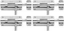 JQK Door Security Slide Latch Lock Barrel Bolt, 304 Stainless Steel Sliding Gate Latches Thickened 1.4mm with Padlock Hole, Silver, 4 Pack HBB120-P4