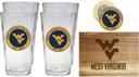 R and R Imports West Virginia Mountaineers Officially Licensed Kitchen Pack - Wood Cutting Board, 4 Pint Glasses & Magnetic Bottle Opener